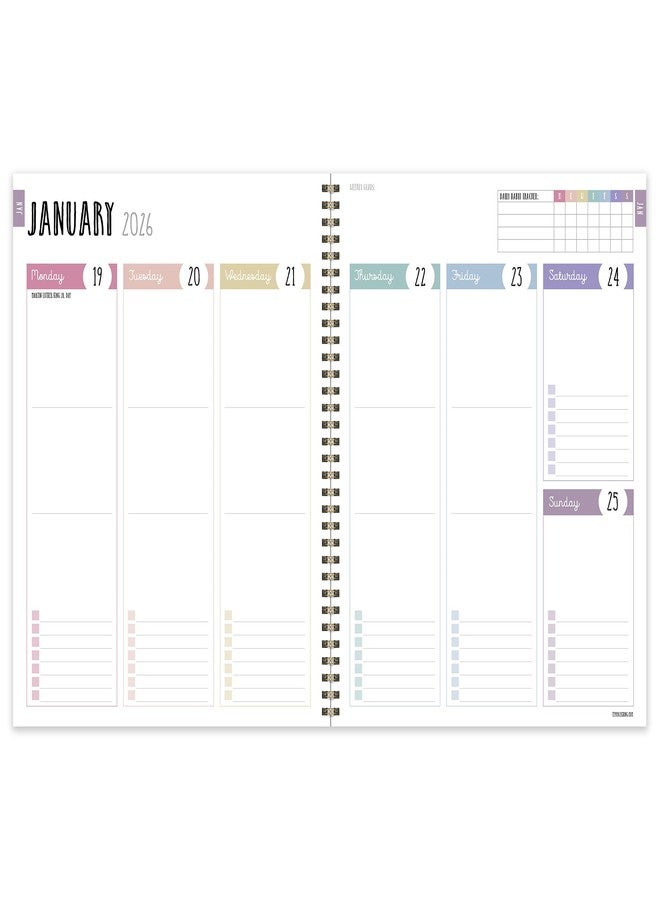 TF Publishing 2026 Almost Rainbow Large Weekly Monthly Planner with 12-Month Calendar Grid, Vertical Weekly Pages, Task and Habit Trackers, and Stickers - Large Planner for School or Work - 9in x 11in - Image 3
