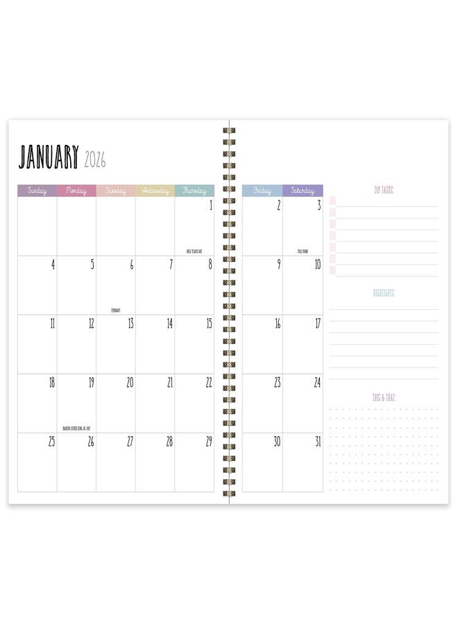 TF Publishing 2026 Almost Rainbow Large Weekly Monthly Planner with 12-Month Calendar Grid, Vertical Weekly Pages, Task and Habit Trackers, and Stickers - Large Planner for School or Work - 9in x 11in - Image 2