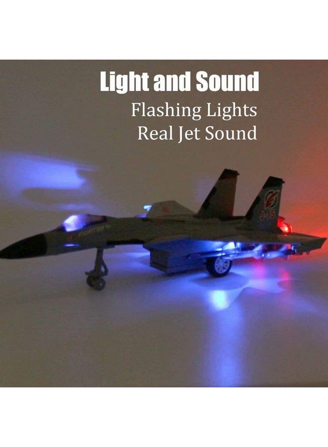QIAONIUNIU Toy Airplane Model Planes Alloy Pull Back Fighter for Boys with Flashing Lights, Real Jet Sound (Yellow) - Image 4