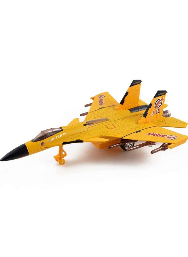 QIAONIUNIU Toy Airplane Model Planes Alloy Pull Back Fighter for Boys with Flashing Lights, Real Jet Sound (Yellow) - Image 1