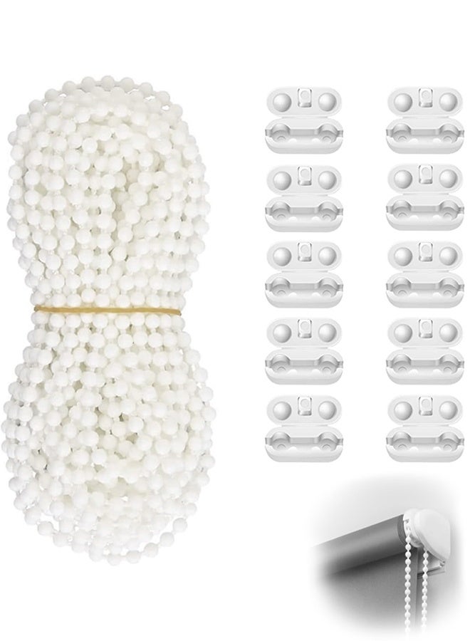 اتش واي حبل ستارة دوارة بطول 10 أمتار مع 10 قطع من موصلات سلسلة ستارة دوارة بلاستيكية للستائر الدوارة والرومانية والعمودية والستائر الفينيسية وتركيبات الستائر الدوارة وقطع غيار الستائر الدوارة وحبل الستائر الدوارة - Image 1