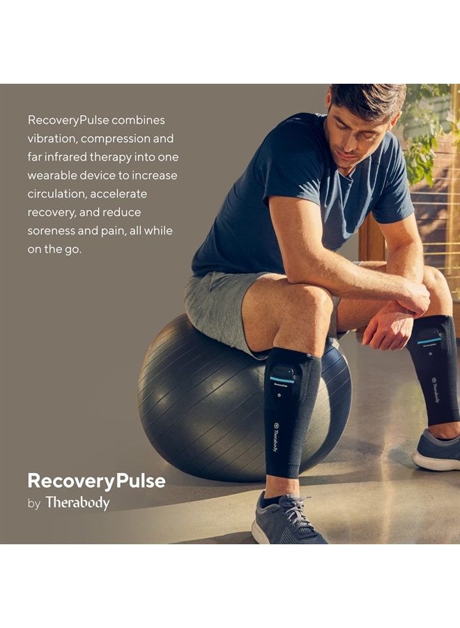 RecoveryPulse Calf Sleeve by Therabody, Compression and Vibration Sleeve for On The Go Relief, Reduce Soreness and Pain in Lower Legs, Increase Flexibility, Extra Small
