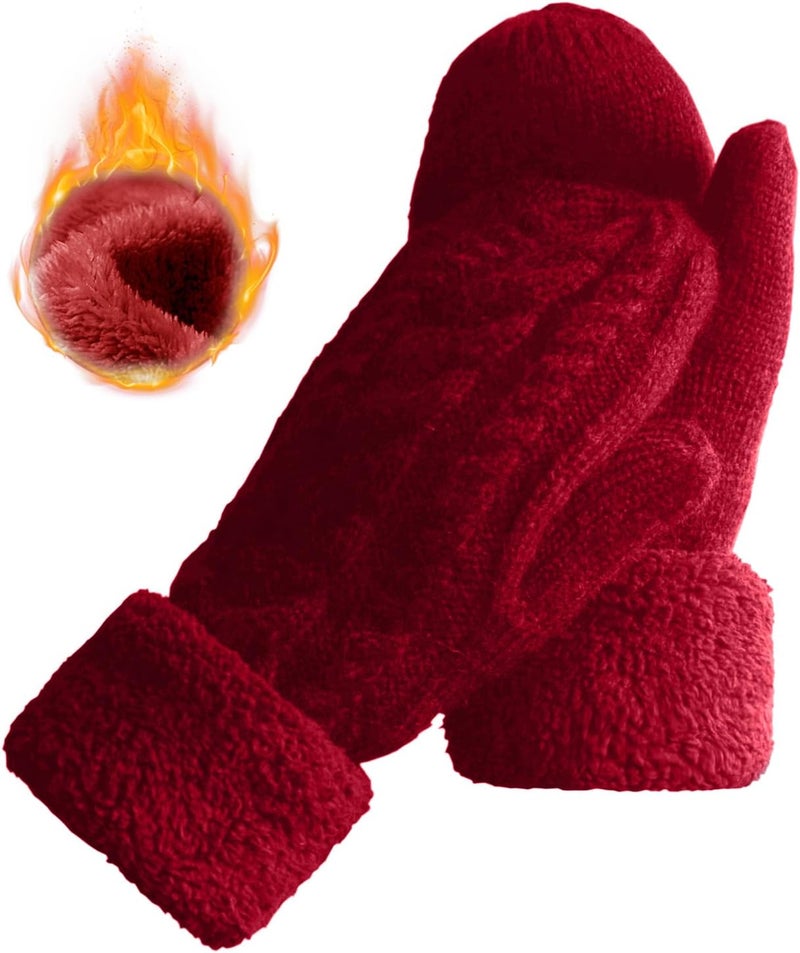 Whiteleopard Women's Winter Gloves Warm Lining - Cozy Wool Knit Thick Gloves Mittens - Image 1