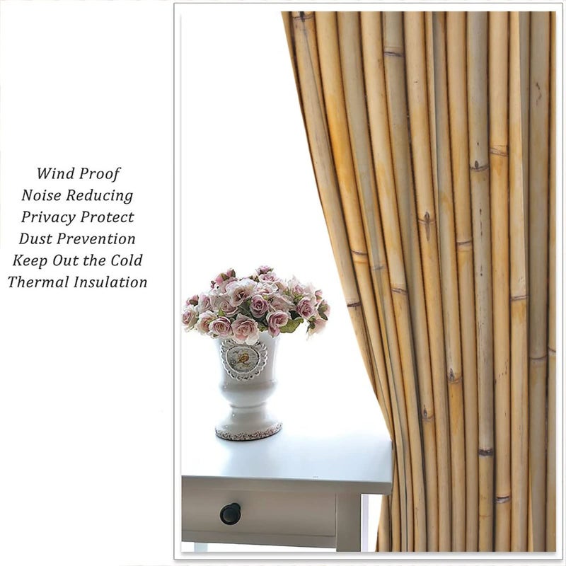 SXXLDNG Bamboo Curtains, Bamboo Tree Image Traditional Chinese Calligraphy Style Culture Theme, Living Room Bedroom Window Drapes 2 Panel Set 42" X 45" - Image 5