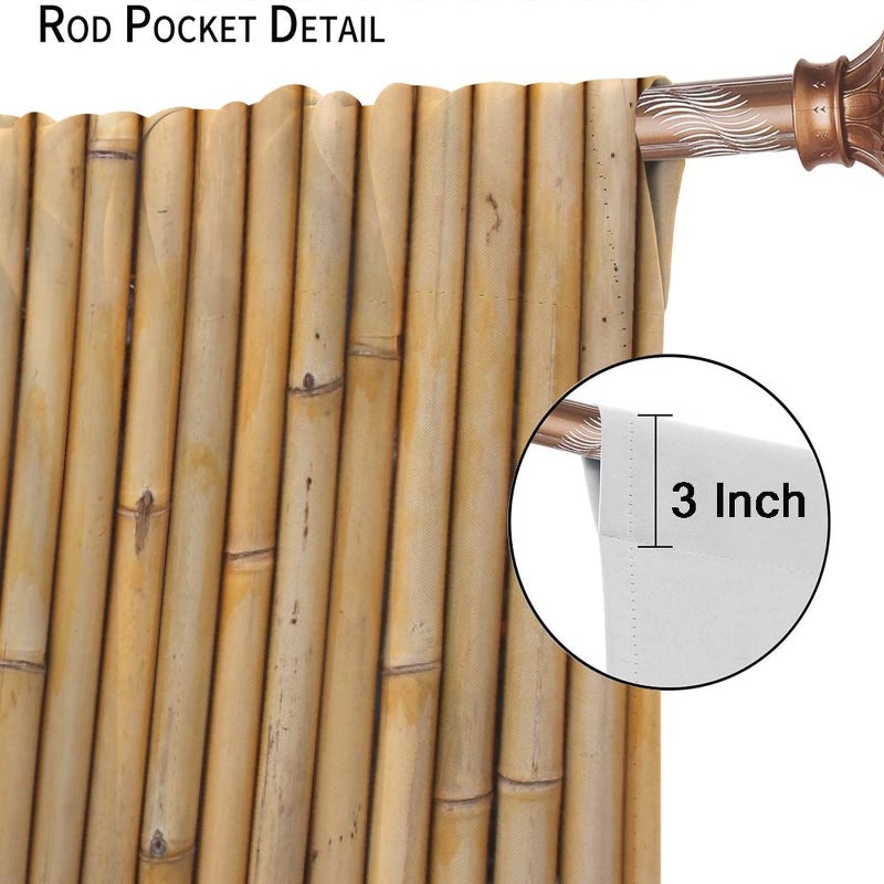 SXXLDNG Bamboo Curtains, Bamboo Tree Image Traditional Chinese Calligraphy Style Culture Theme, Living Room Bedroom Window Drapes 2 Panel Set 42" X 45" - Image 4