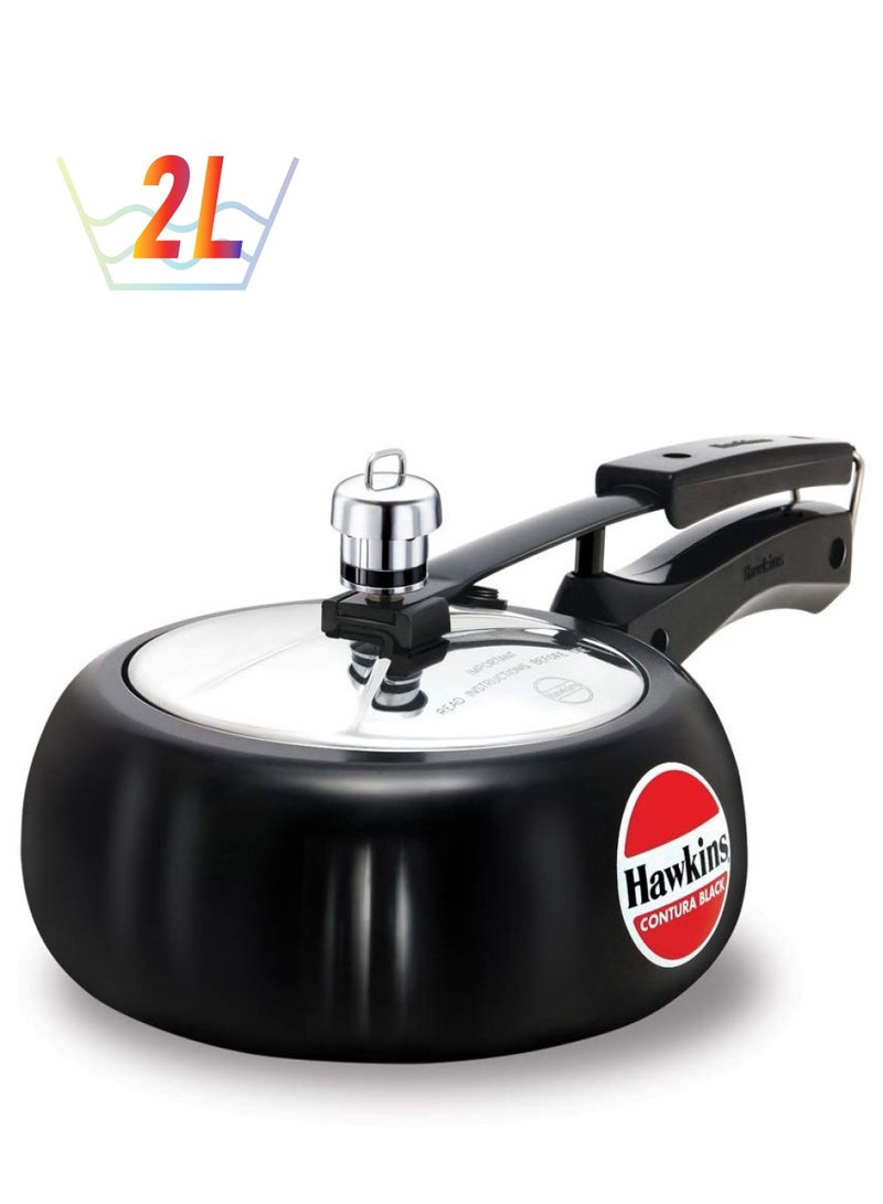 هوكينز كونتورا طنجرة ضغط من الألومنيوم المؤكسد الصلب بغطاء داخلي 2 لتر ، أسود - Image 1