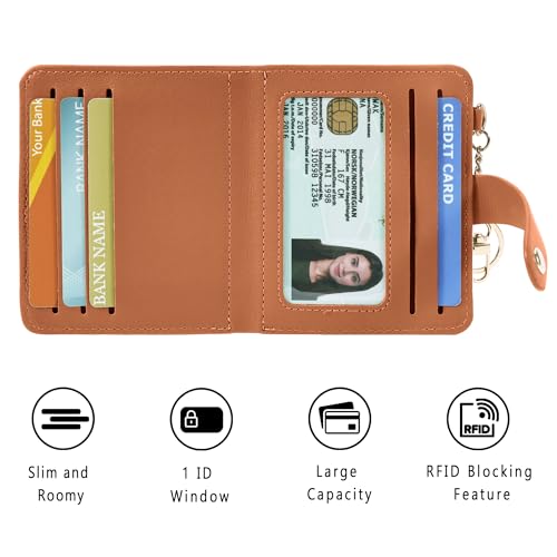 Airkit Small Wallets Woman RFID Blocking Leather Credit Card Holder - with ID Window - Card Wallets for Women - with Zipper Coin Purse - Keychain Wallet - Image 5