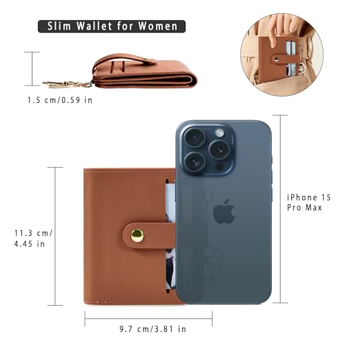Airkit Small Wallets Woman RFID Blocking Leather Credit Card Holder - with ID Window - Card Wallets for Women - with Zipper Coin Purse - Keychain Wallet - Image 2