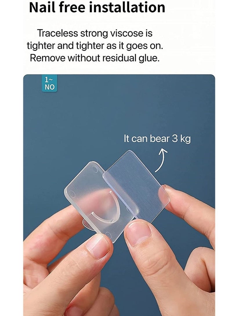 Captaintech 4 Piece Adhesive Curtain Rod Brackets, Shower Curtain Rod Mounting Bracket for Wall Adhesive Shower Rod Tension Holder, Clear Tension Bracket, 1.58 x 0.47 inches - Image 4