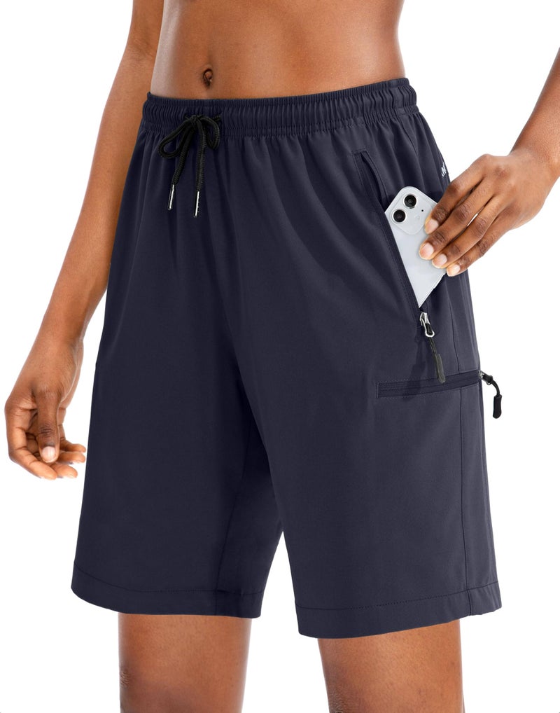 SANTINY Women's 5''/ 7''/9'' Hiking Cargo Shorts Quick Dry Lightweight Summer Shorts for Women Athletic Golf Zipper Pockets(Navy_XL) - Image 1