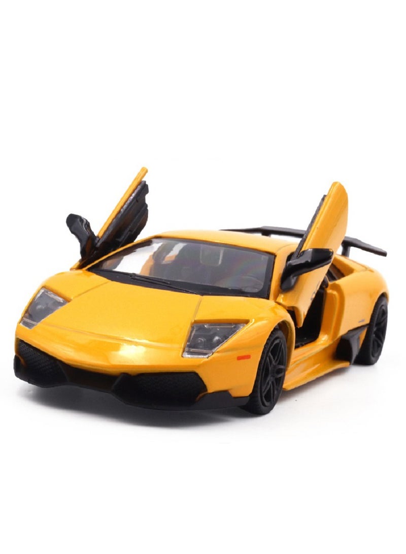 هالامودو 1:36 سبيكة السيارة الرياضية نموذج , سحب لعبة مع فتح الأبواب , ديكور المجمع , نموذج السيارة للأطفال فتى هدية البنت الأصفر , 12.5 سم * 5.5 سم * 3 سم - Image 1