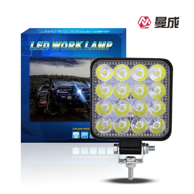Cross-border car led work light headlight mini engineering car light 16 light 12V24V truck Light mini 16 Beads 48W Square mini 16 Beads 48W Square