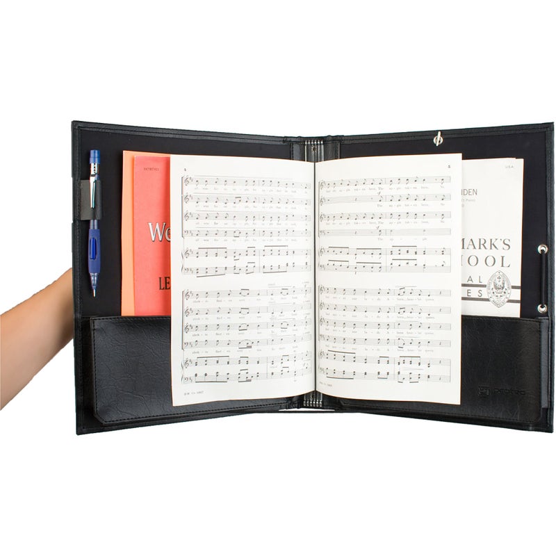 Pro Tec FSA1E Deluxe Choral Folder with Elastic String Dividers Adjustable Hand Strap Black