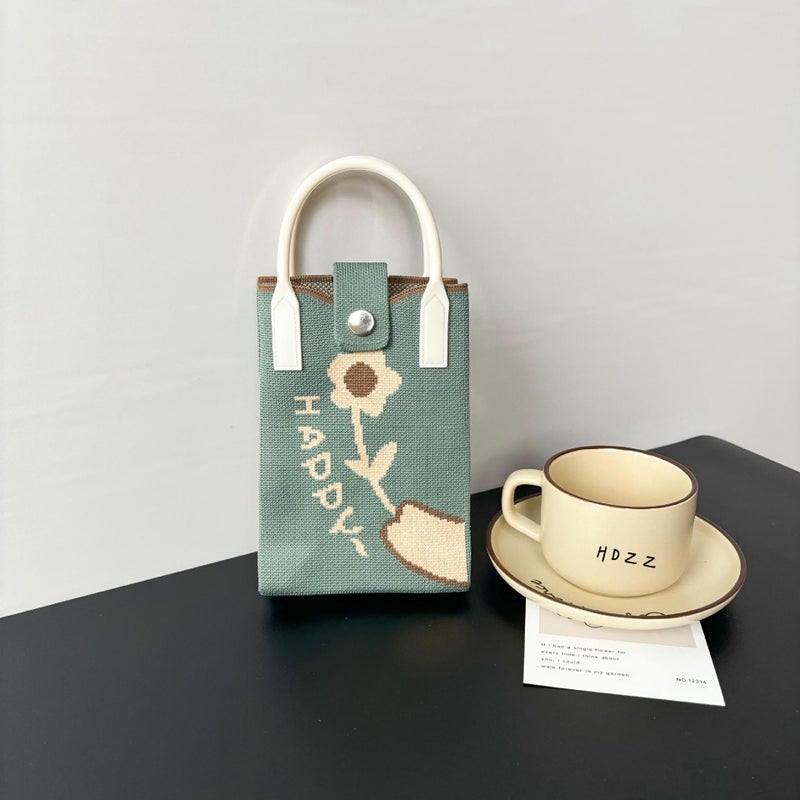 Ins Mobile Phone Bag Flower Knitted Bag Niche Versatile Shoulder Crossbody Bag Trendyy Tote Bag Flower Woven - Image 3