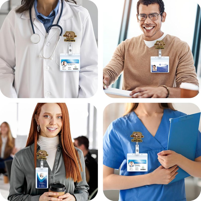 بكرة شارة كسول مضحكة "أحب القيلولة"، حامل شارة هوية قابل للسحب لطيف للرعاية الصحية، مشبك شارة العمل لبطاقة الاسم لمركز النوم RN LPN CNA MA ممرضة مناوبة ليلية Pacu طبيب نفسي، هدايا للممرضين - Image 3