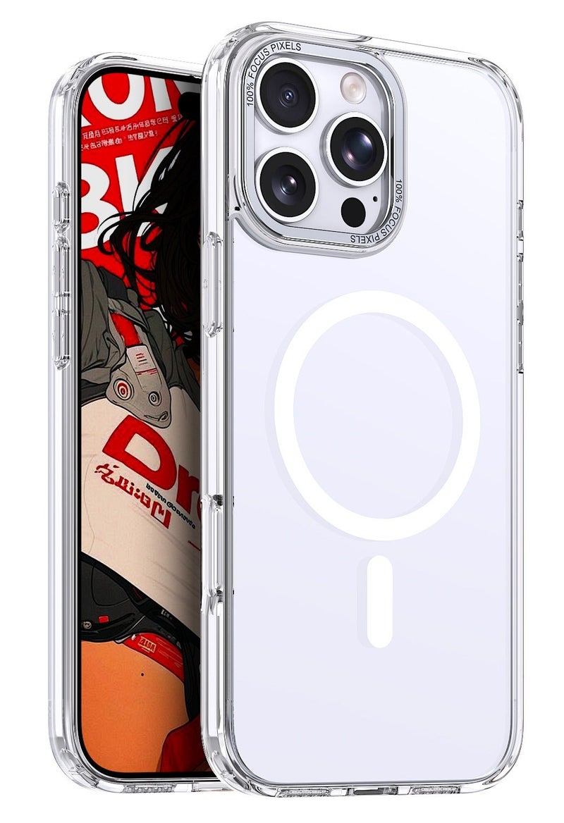 for iPhone 16 Pro Max Case Compatible with MagSafe,Magnetic Phone Case for iPhone 16 Pro Max,Skin-Friendly Hybrid TPU Hard Back Matte Cover,N52 Built-in Magnets,Metal Camera Frame Shockproof Case Clear - Image 1