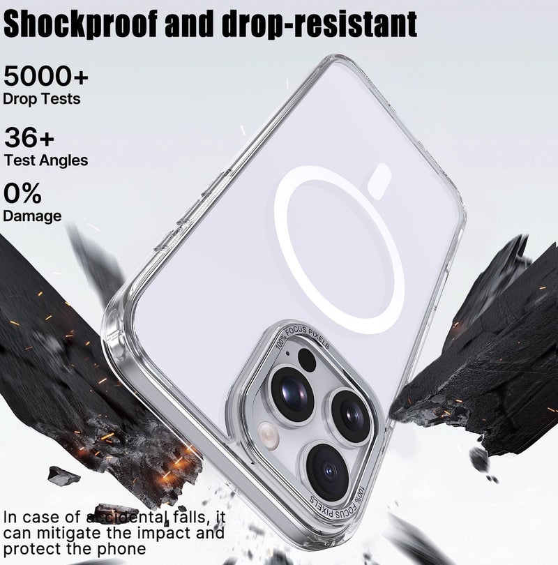 for iPhone 16 Pro Max Case Compatible with MagSafe,Magnetic Phone Case for iPhone 16 Pro Max,Skin-Friendly Hybrid TPU Hard Back Matte Cover,N52 Built-in Magnets,Metal Camera Frame Shockproof Case Clear - Image 3