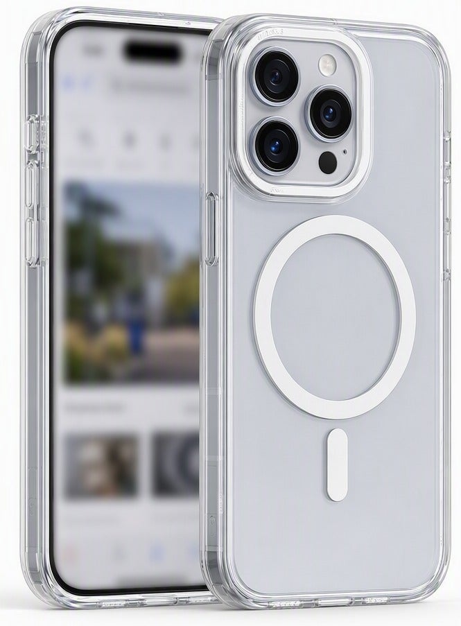 for iPhone 16 Pro Max Case Compatible with MagSafe,Magnetic Phone Case for iPhone 16 Pro Max,Skin-Friendly Hybrid TPU Hard Back Matte Cover,N52 Built-in Magnets,Metal Camera Frame Shockproof Case Clear - Image 1