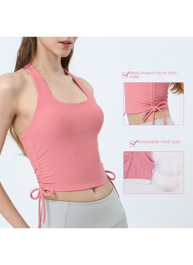 Generic - Spring Summer Backless Yoga Tank Top with Built-in Bra Cream apricot - Image 1