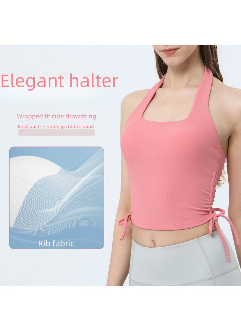 Generic - Spring Summer Backless Yoga Tank Top with Built-in Bra Cream apricot - Image 1