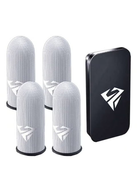 2 Pairs Gaming Finger Sleeves, Sweatproof Mobile Game Touchscreen Covers for Android/iOS, Includes Metal Storage Box