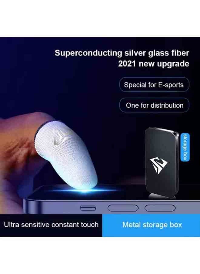 Generic - 2 Pairs Gaming Finger Sleeves, Sweatproof Mobile Game Touchscreen Covers for Android/iOS, Includes Metal Storage Box - Image 1