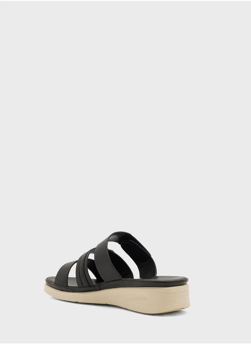 Vincci Multi Strap Mid Heel Wedge Sandals