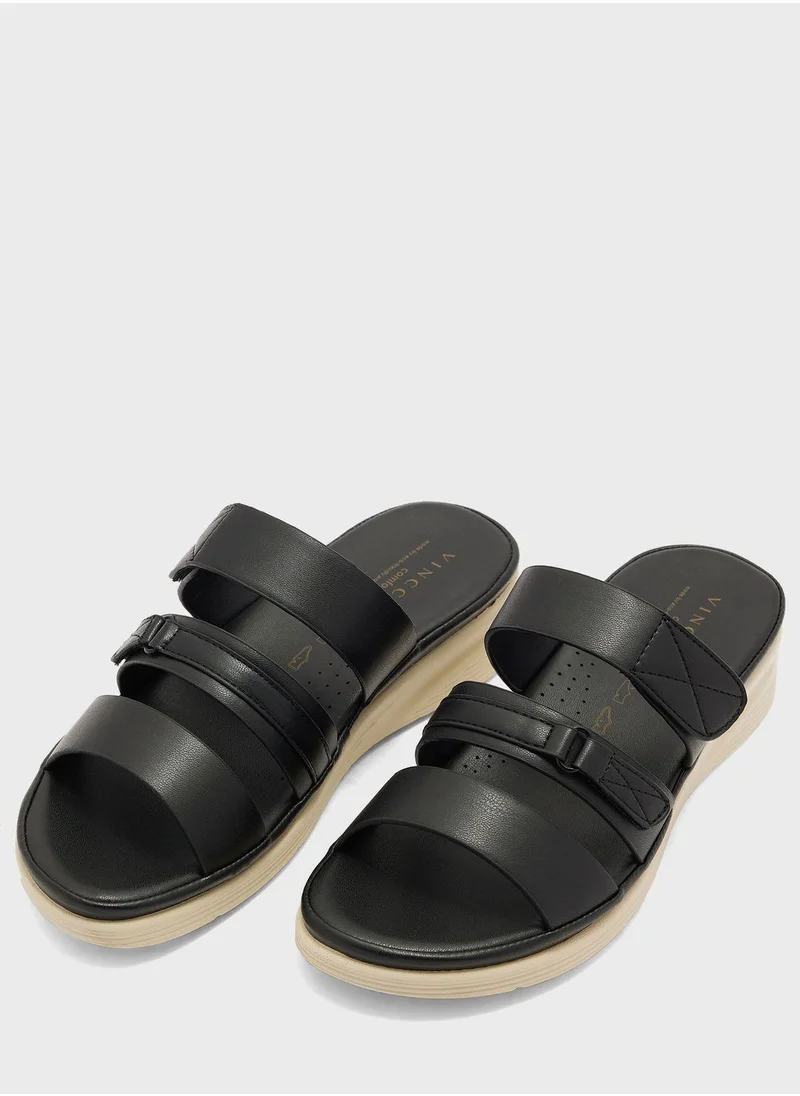 Vincci Multi Strap Mid Heel Wedge Sandals