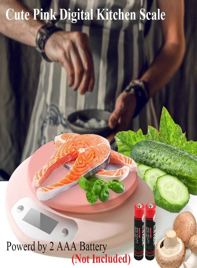 Soseelnee ميزان مطبخ لطيف، ميزان طعام رقمي بشاشة LCD، سعة 5 كجم (11 رطل)، قياس دقيق للوزن 1 جم (0.03 أونصة) للخبز والطبخ (وردي) - Image 5