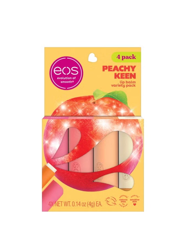 eos Lip Balm Gift Set- Peachy Keen, Limited-Edition Lip Moisturizer, Variety Pack, 0.14 oz, 4-Pack