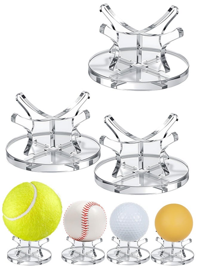 3PCS Acrylic Ball Holder - Clear Ball Storage Stand for Football Baseball Basketball, Sports Accessories for Display Stand, Non-Slip Display Rack Case for Home Stuff - Image 1