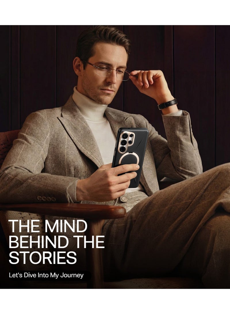 Ostand Q3  VegSkin Spin Series Case for Samsung Galaxy S26 Ultra, Leather, 360 Magnetic Stand, Fit for MagSafe, Premium Organic Silicone Leather Case, Ivory - Image 4