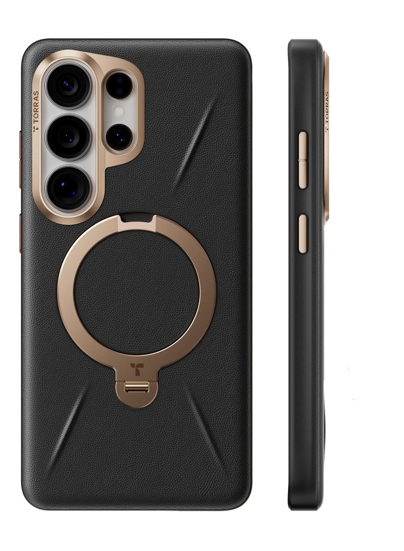 Ostand Q3  VegSkin Spin Series Case for Samsung Galaxy S26 Ultra, Leather, 360 Magnetic Stand, Fit for MagSafe, Premium Organic Silicone Leather Case, Ivory - Image 1