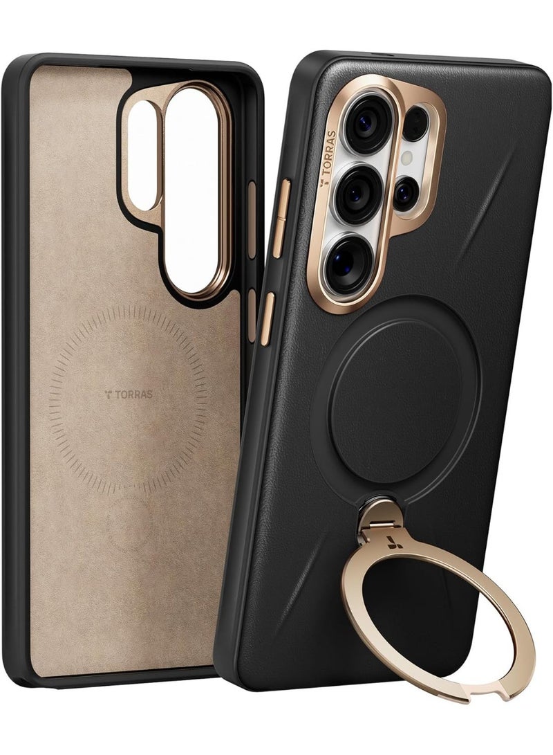 Ostand Q3  VegSkin Spin Series Case for Samsung Galaxy S26 Ultra, Leather, 360 Magnetic Stand, Fit for MagSafe, Premium Organic Silicone Leather Case, Ivory - Image 3