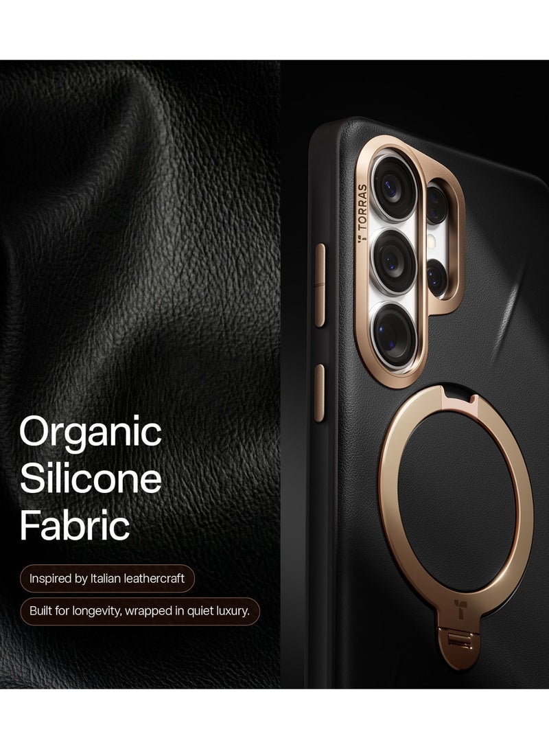 Ostand Q3  VegSkin Spin Series Case for Samsung Galaxy S26 Ultra, Leather, 360 Magnetic Stand, Fit for MagSafe, Premium Organic Silicone Leather Case, Ivory - Image 5