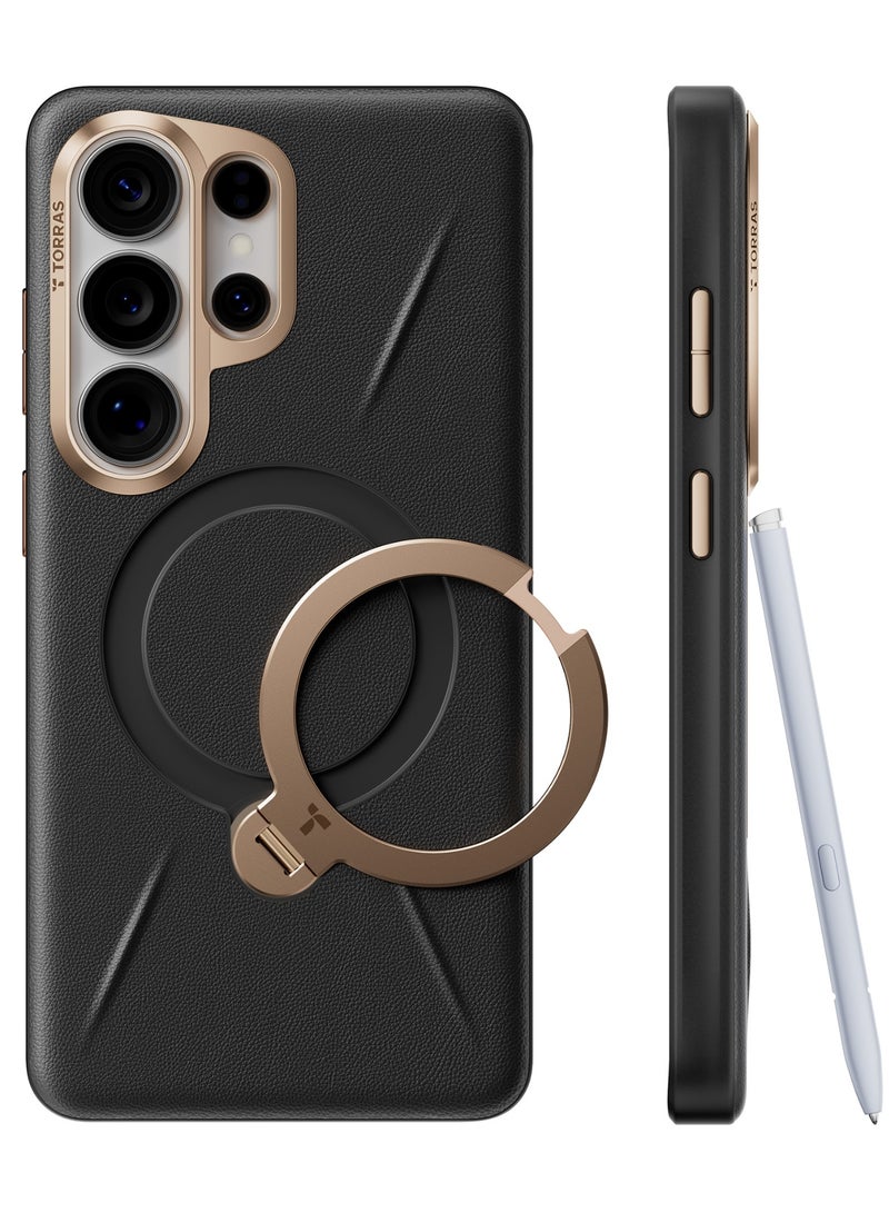 Ostand Q3  VegSkin Spin Series Case for Samsung Galaxy S26 Ultra, Leather, 360 Magnetic Stand, Fit for MagSafe, Premium Organic Silicone Leather Case, Ivory - Image 2