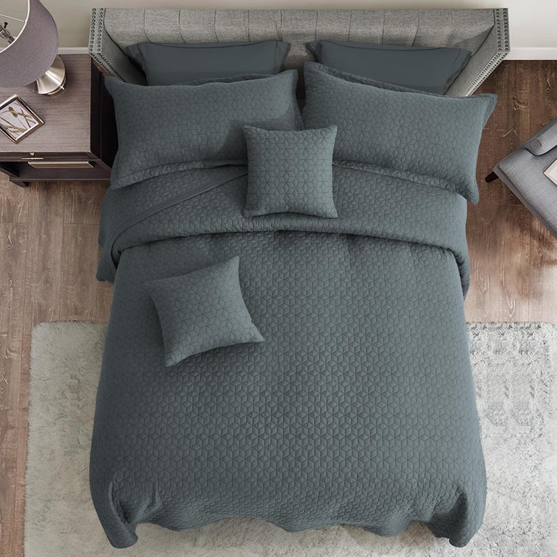 Blythease Oversized King Bedspread 128x120 Extra Wide, Modern & Contemporary Look, Lightweight Bedding Cover, Reversible, 5 Piece, 100% Microfiber, Silver Grey - Image 3