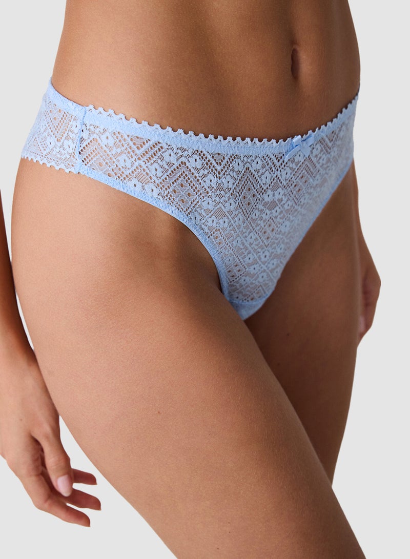 Penti Lotus Lace Blue Brazilian Panties - Image 1