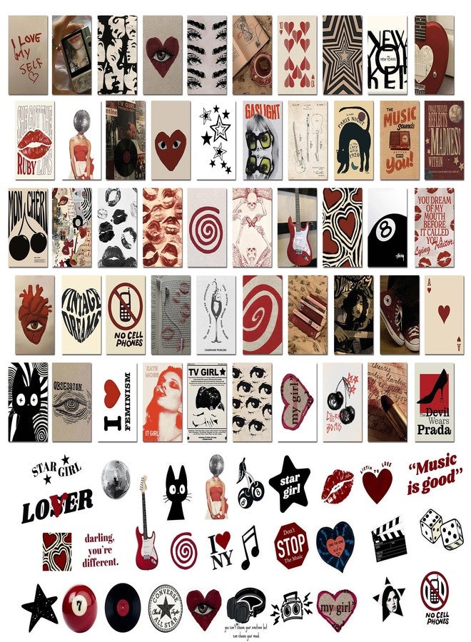 Kizbok Downtown Girl Room Decor Y2K Posters, 50pcs Vintage Downtown Girl Poster Set with Stickers, Retro Y2K Room Decor 4x6 Wall Collage Kit for Teen Girls Bedroom Decor - Image 1