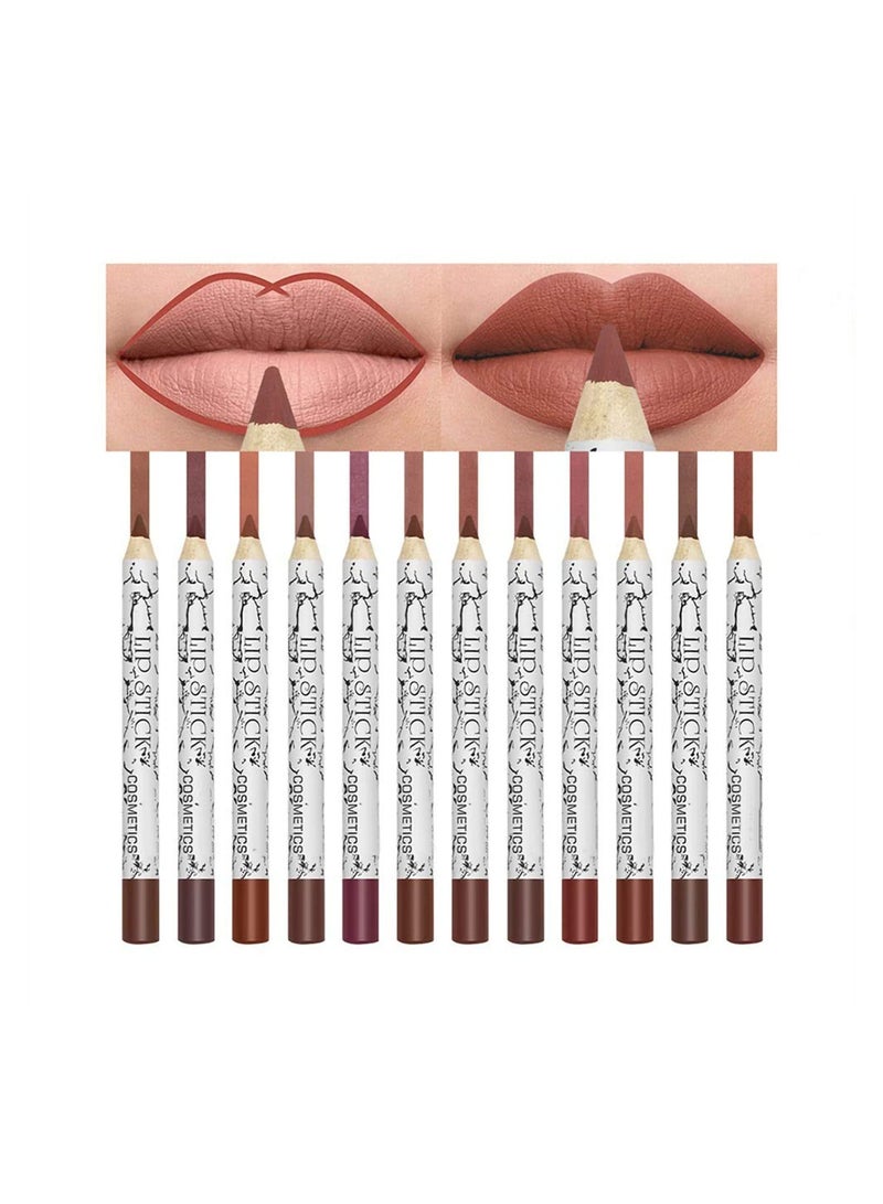 12 Colors Long Lasting Matte Lip Liner Set Professional Fade Resistant Smooth Defining Pencils for Perfect Lip Contour - Image 1