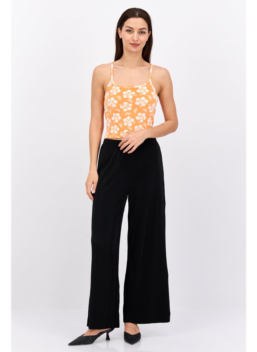 UNDIZ - Women U Neck Sleeveless Printed Top, Orange Combo - Image 1
