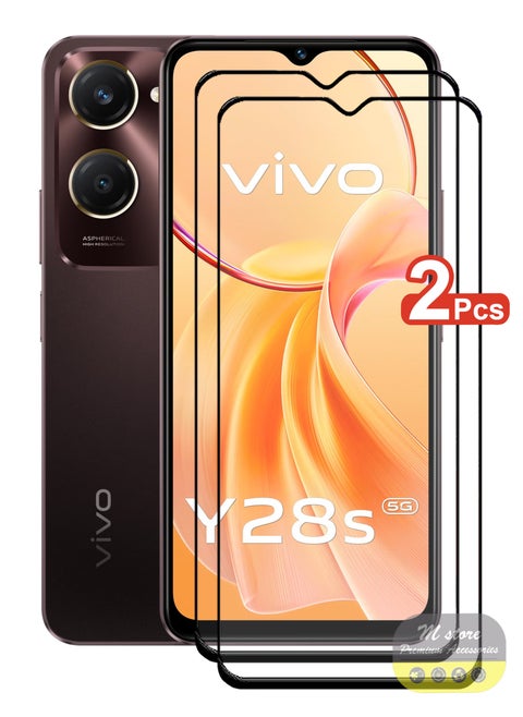 2 Pieces For Vivo Y28s 5G Screen Protector – Edge to Edge Tempered Glass Screen Protector, High Transparency, Delicate Touch, Anti-Explosion, Smooth Arc Edges, Easy Installation