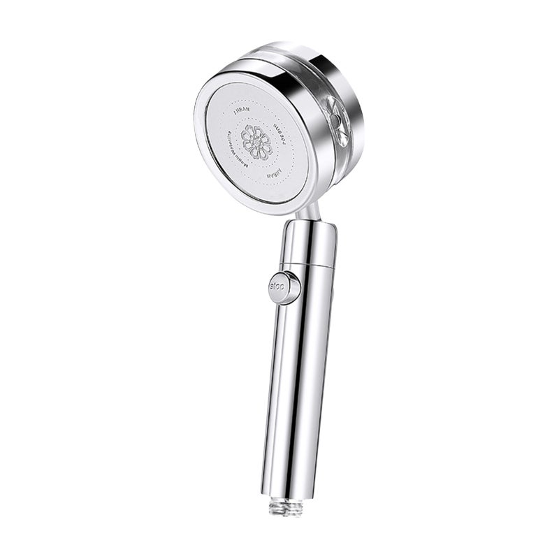 High-Pressure Showerhead: Silver Type 1 With 360° Rotatable Design - Turbo Fan Pressurizing Technology Double-Sided 2 Water Outlets On/Off Pause Switch For Bathroom Use - Image 1