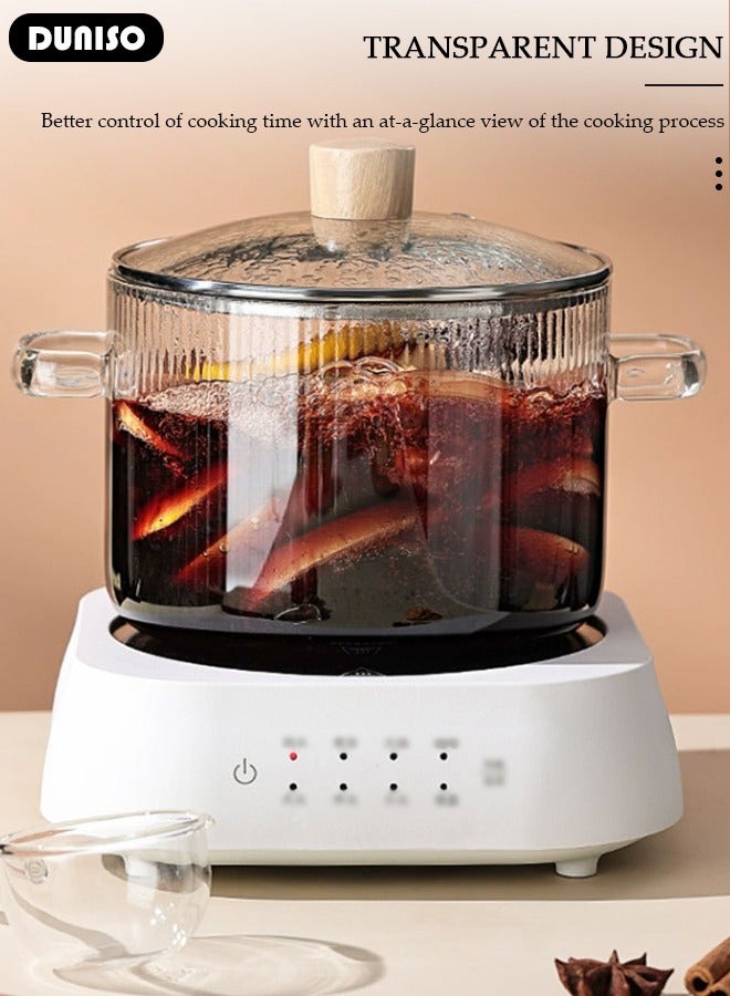 DUNISO Glass Cooking Pot, Glass Saucepan with Anti-Scald Cover, Heat-resistant Glass Saucepan, Resistant Borosilicate Glass Cookware, Stovetop Pot Set for Pasta Noodle, Soup, Milk - Image 2