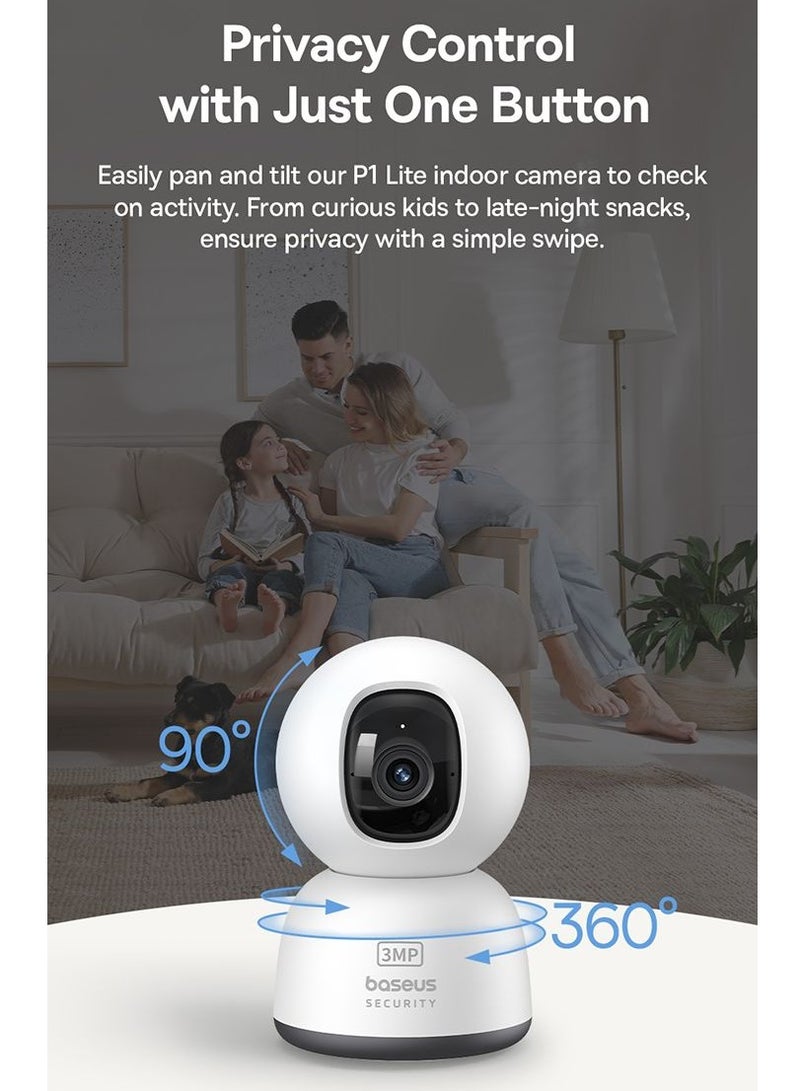 Baseus Baseus Security P1 Lite 3MP Indoor Camera 8x Digital Zoom Motion Detection Camera, White - UK Mouth  - Image 5
