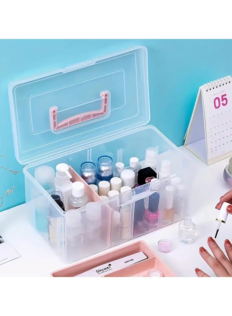 أوريتي 1 جهاز كمبيوتر مربع تخزين طلاء الأظافر ، تصميم طبقة مزدوجة ، يمكن تخزين طلاء الأظافر ، اختفاء ومجموعات مانيكير - Image 4