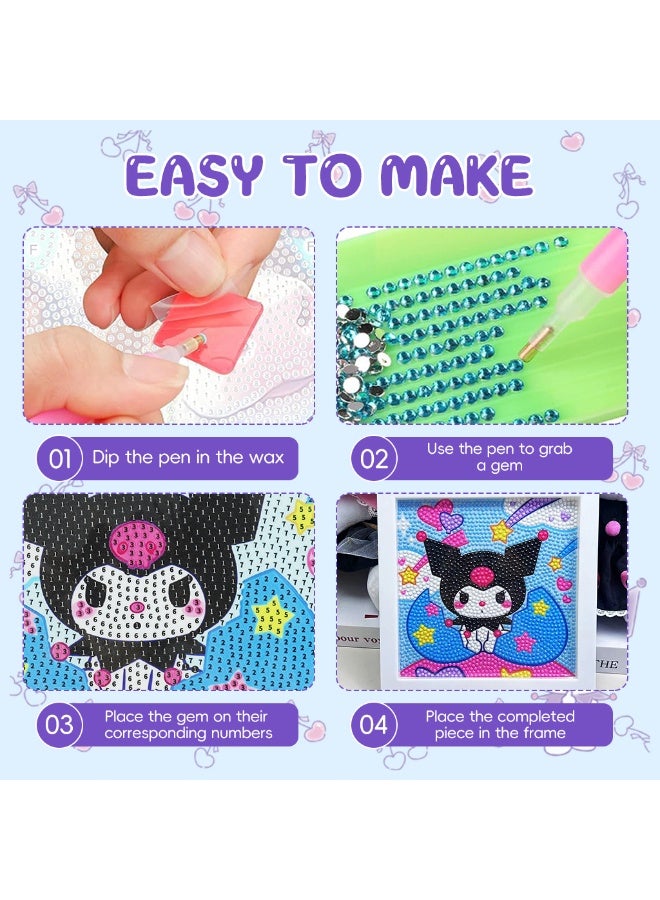HANNEA® DIY 5D Diamond Painting Kit for Kids, 6.7 inches Cute DIY Diamond Picture with Wooden Frame, Diamond Arts for Kids, Desk Decoration, Craft Gift - Image 5