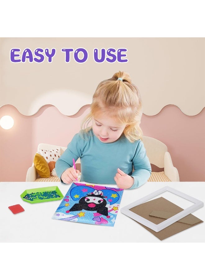 HANNEA® DIY 5D Diamond Painting Kit for Kids, 6.7 inches Cute DIY Diamond Picture with Wooden Frame, Diamond Arts for Kids, Desk Decoration, Craft Gift - Image 4