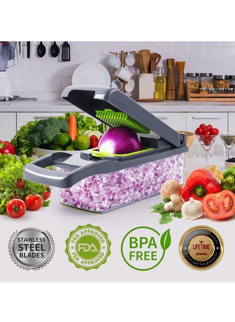 Raxoom Vegetable Chopper, Pro Onion Chopper, Multifunctional 13 in 1 Food Chopper, Kitchen Vegetable Slicer Dicer Cutter, - Image 5