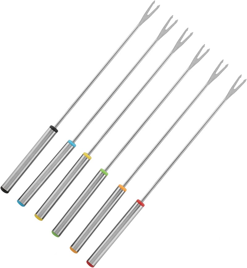 Fondue Forks,6pcsSet Stainless Steel Forks Lot, Chocolate Cheese Dessert Fondue Pot Forks Kitchen Tool Tableware for Chocolate Fountain Cheese - Image 2